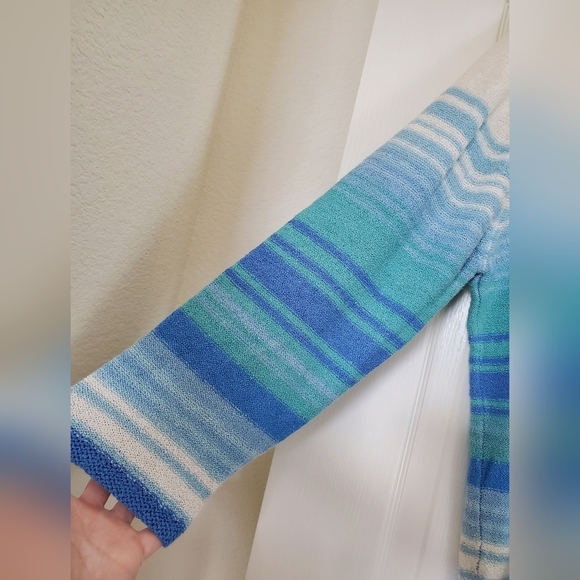 Susan Bristol Fish Beaded Hand Embroidered Shells Colorful V-NeckSweater, Large - Picture 5 of 11